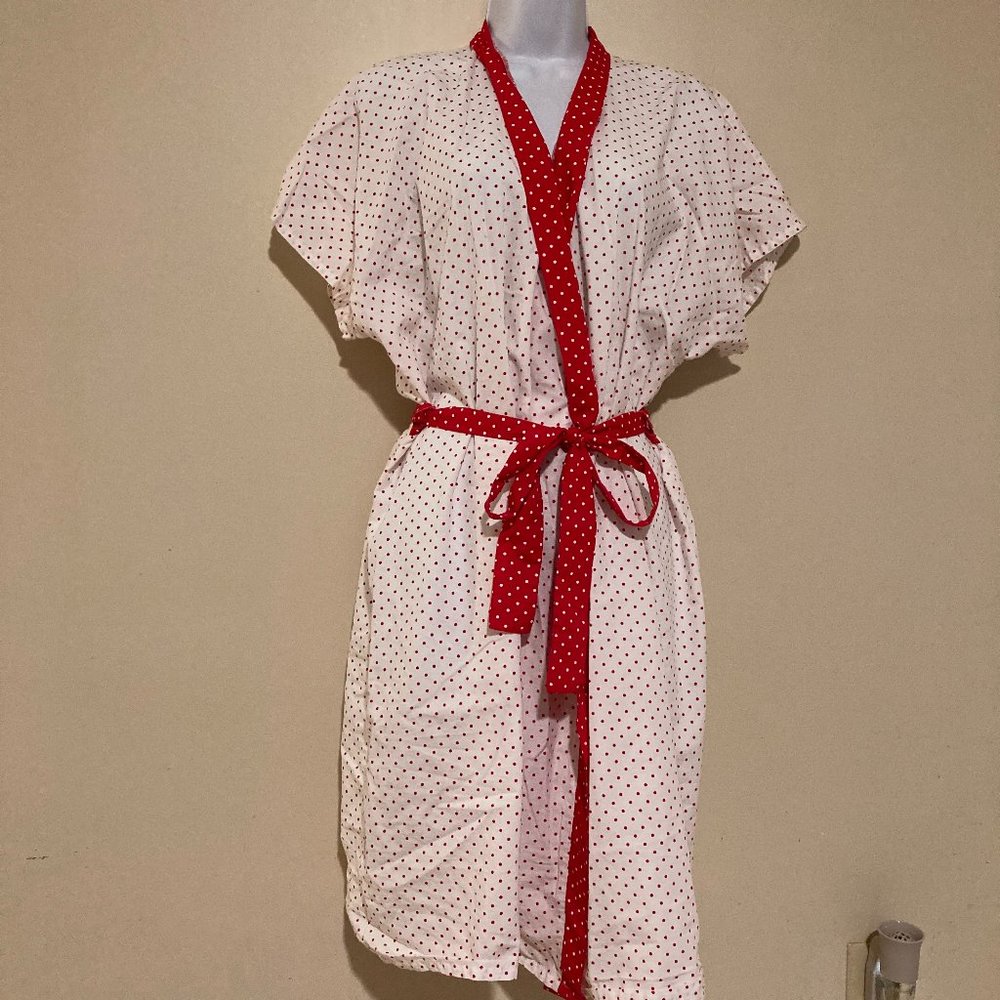 Libellule la Masion du Pyjamas Red & White Polka Dot Cotton Robe
